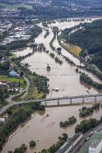 Aerial photo, Ruhr floods, flooding, weather, Ruhr area, North Rhine-Westphalia, Germany, DE,
