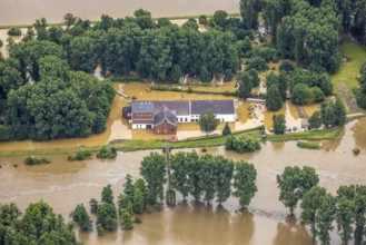 Aerial photo, Ruhr floods, flooding, weather, Ruhr area, North Rhine-Westphalia, Germany, DE,