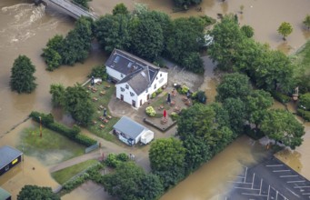 Aerial photo, Ruhr floods, flooding, Ostherbede, Witten, Ruhr area, North Rhine-Westphalia,