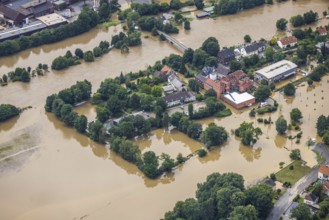 Aerial photo, Ruhr floods, flooding, Heven, Witten, Ruhr area, North Rhine-Westphalia, Germany, DE,