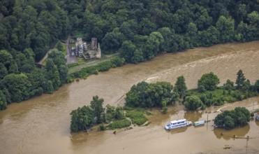 Aerial photo, Ruhr floods, flooding, Heven, Witten, Ruhr area, North Rhine-Westphalia, Germany, DE,