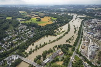 Aerial photo, Ruhr floods, flooding, Witten, Ruhr area, North Rhine-Westphalia, Germany, DE,
