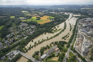 Aerial photo, Ruhr floods, flooding, Witten, Ruhr area, North Rhine-Westphalia, Germany, DE,