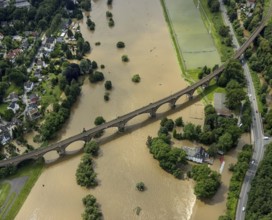 Aerial photo, Ruhr floods, flooding, Witten, Ruhr area, North Rhine-Westphalia, Germany, DE,