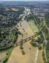 Aerial photo, Ruhr floods, flooding, Witten, Ruhr area, North Rhine-Westphalia, Germany, DE,