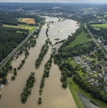 Aerial photo, Ruhr floods, flooding, Bommern, Witten, Ruhr area, North Rhine-Westphalia, Germany,