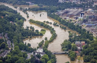 Aerial photo, Ruhr floods, flooding, Witten, Ruhr area, North Rhine-Westphalia, Germany, DE,