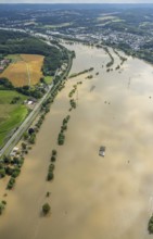 Aerial view, Ruhr floods, Ruhr between Wetter and Witten, flooding, Annen, Witten, Ruhr area, North