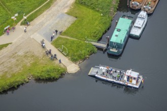 Aerial view, RuhrtalFerry Hardenstein on the river Ruhr in the district Vormholz in Witten, Ruhr