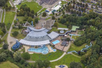 Aerial view, Heveney leisure pool at Lake Kemnader in the district of Heven in Witten, Ruhr area,