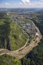 Aerial photograph, flood area at the river Ahr in Walporzheim, Bad Neuenahr-Ahrweiler, Ahr valley,