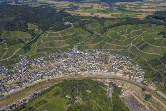 Aerial photo, flood area at the river Ahr in Dernau, Ahr valley, Rhineland-Palatinate, Germany, Ahr