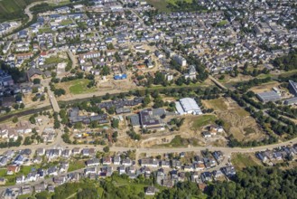 Aerial view, flood area at the river Ahr with Levana-Schule Bad Neuenahr-Ahrweiler e.V. and