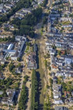 Aerial view, flood area at the river Ahr with spa hotel Bad Neuenahr and Steigenberger Hotel as