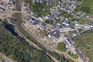 Aerial photograph, flood area at the river Ahr in Altenahr, Ahr valley, Rhineland-Palatinate,