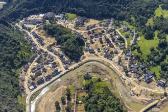Aerial view, flood area on the river Ahr with Altenahr primary school and Maternus-Stift retirement