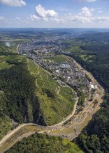 Aerial photograph, flood area at the river Ahr in Walporzheim with view of Ahrweiler, Bad
