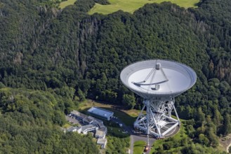 Aerial photograph, Effelsberg radio telescope in the Ahr Mountains in Holzem, Bad Münstereifel, Ahr