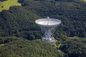 Aerial photograph, Effelsberg radio telescope in the Ahr Mountains in Holzem, Bad Münstereifel, Ahr