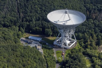 Aerial photograph, Effelsberg radio telescope in the Ahr Mountains in Holzem, Bad Münstereifel, Ahr