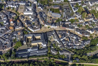 Aerial view, historic old town with St. Donatus-Jesuit church and St. Michael-Gymnasium as well as