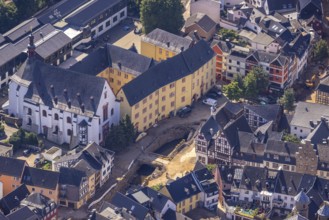 Aerial view, Historic old town with St. Donatus Jesuit Church and St. Michael-Gymnasium and
