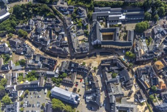 Aerial view, historic old town with St. Donatus-Jesuit church and St. Michael-Gymnasium as well as