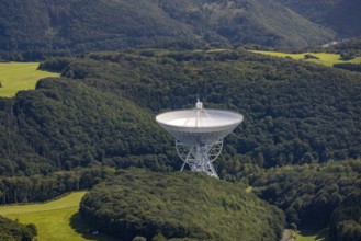 Aerial photograph, Effelsberg radio telescope in the Ahr Mountains in Holzem, Bad Münstereifel, Ahr