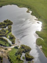 Aerial photograph, renaturation of the Lippe estuary in the nature reserve and Büdericher Insel in