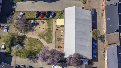 Aerial photo, Kindergarten Antonisstraße, Wesel, Ruhr area, Lower Rhine, North Rhine-Westphalia,