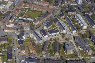 Aerial view, new development area Dresdner Straße, Leipziger Straße, Zitadellenviertel, Wesel, Ruhr