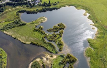 Aerial photograph, renaturation of the Lippe estuary in the nature reserve and Büdericher Insel in