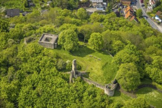 Aerial view, castle ruins Volmarstein Castle, Volmarstein, Wetter, Ruhr area, North