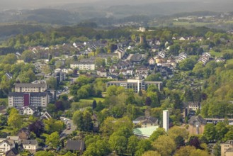 Aerial view, St Martin's Church and local view Volmarstein, Wetter, Ruhr area, North