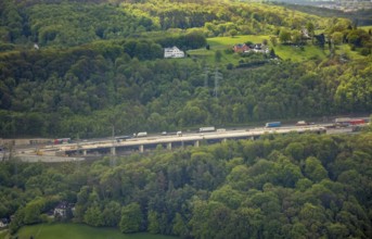 Aerial view, renovation of the A1 motorway bridge, city boundary between Wetter and Hagen,