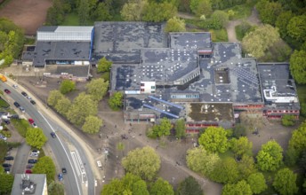 Aerial view, Geschwister-Scholl-Gymnasium with sports hall and indoor swimming pool Oberwengern,