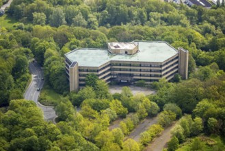 Aerial view, Demag former office tower in Demagstraße, Volmarstein, Wetter, Ruhr area, North