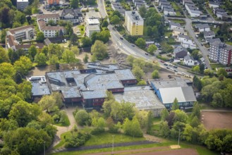 Aerial view, Geschwister-Scholl-Gymnasium with sports hall and indoor swimming pool Oberwengern,