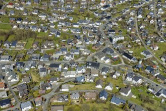 Aerial view, town centre Wilgersdorf, Wilnsdorf, Siegerland, North Rhine-Westphalia, Germany, DE,