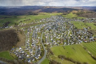 Aerial view, local view Wilgersdorf, Wilnsdorf, Siegerland, North Rhine-Westphalia, Germany, DE,