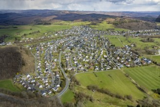 Aerial view, local view Wilgersdorf, Wilnsdorf, Siegerland, North Rhine-Westphalia, Germany, DE,