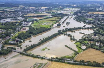 Aerial photo, Ruhr flood, Schwerte, Ruhr area, North Rhine-Westphalia, Germany, DE, Europe,