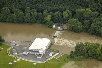 Aerial photo, Ruhr flood, Geisecke, Schwerte, Ruhr area, North Rhine-Westphalia, Germany, DE,