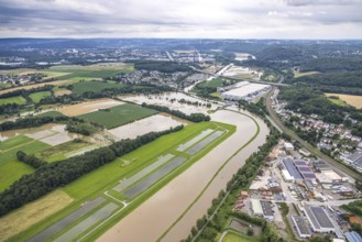 Aerial photo, Ruhr flood, Westhofen, Schwerte, Ruhr area, North Rhine-Westphalia, Germany, DE,