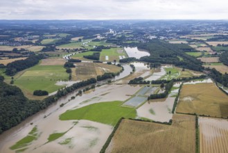 Aerial photo, Ruhr flood, Altendorf, Fröndenberg/Ruhr, Ruhr area, North Rhine-Westphalia, Germany,