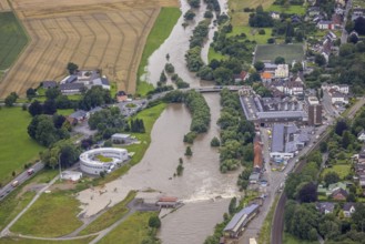 Aerial photo, Ruhr flood, Ardey, Fröndenberg/Ruhr, Ruhr area, North Rhine-Westphalia, Germany, DE,