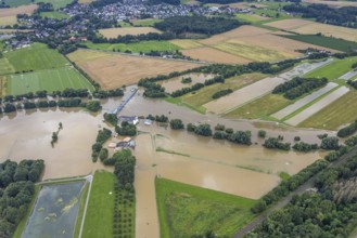 Aerial photo, Ruhr flood, Fröndenberg, Fröndenberg/Ruhr, Ruhr area, North Rhine-Westphalia,