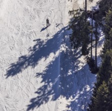 Snowboarder on ski slope, Winterberg, Sauerland, North Rhine-Westphalia, Germany, DE, Europe,