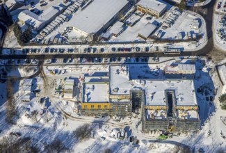 Aerial view, University of Witten / Herdecke, Annen, new campus extension in timber construction,
