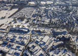 Aerial view, University of Witten / Herdecke, Annen, new campus extension in timber construction,